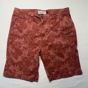Hudson & Barrow Mens 30 Tropical Palm Print Chino Shorts Resort Vacation